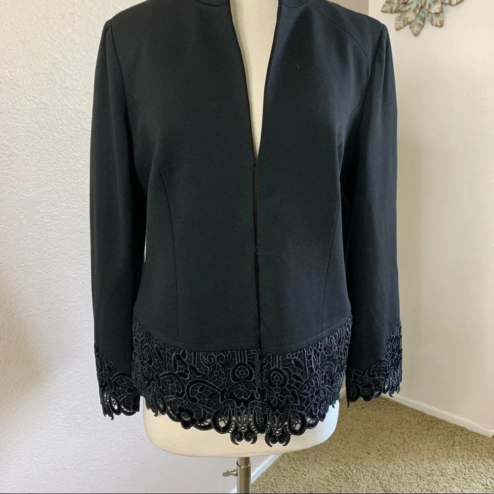 Chico’s NWT Lace Hem Ponte Black Jacket